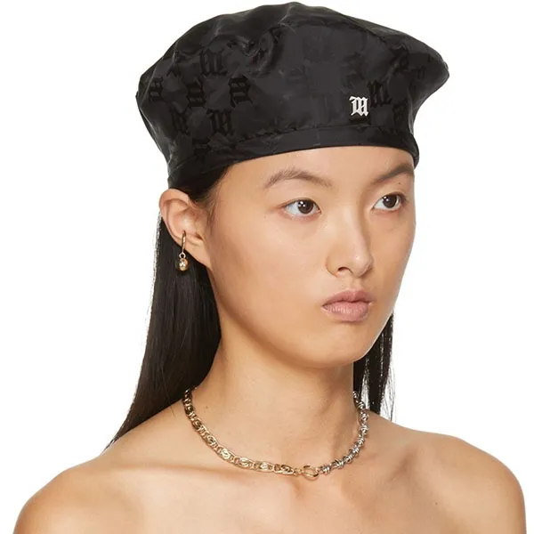 Mũ Nồi Nữ Misbhv Signature Monogram Beret Black Màu Đen Size S - Mũ nón - Vua Hàng Hiệu