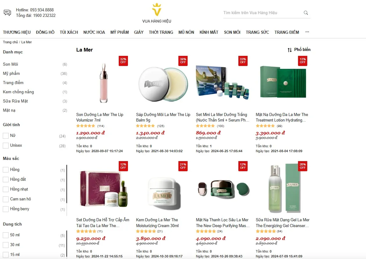Mua Mỹ phẩm La Mer Chính Hãng Tại Vua Hàng Hiệu