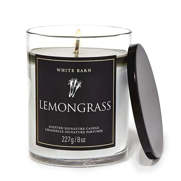 Nến Thơm Bath & Body Works Lemongrass Signature Single Wick Candle 227g - Nến thơm - Vua Hàng Hiệu