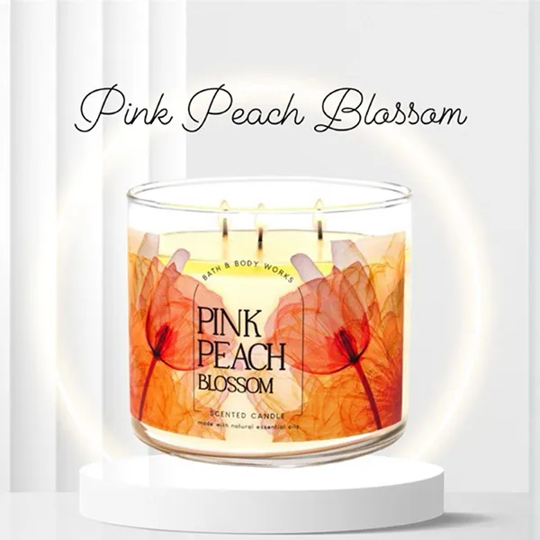Nến Thơm Bath & Body Works Pink Peach Blossom Candle 411g