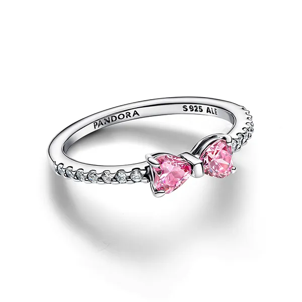 Nhẫn Nữ Pandora Sparkling Pink Bow Ring 193510C01 Màu Hồng Bạc