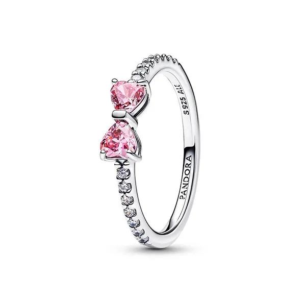 Nhẫn Nữ Pandora Sparkling Pink Bow Ring 193510C01 Màu Hồng Bạc