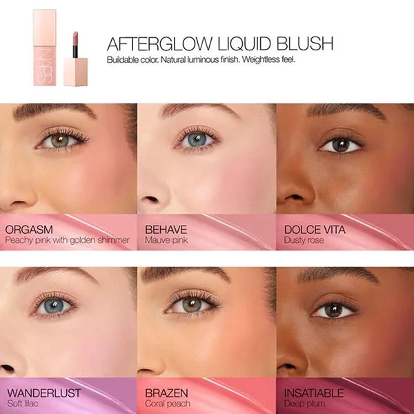 Phấn Má Hồng Nars Afterglow Liquid Blush Brazen Màu Cam Đào 7ml