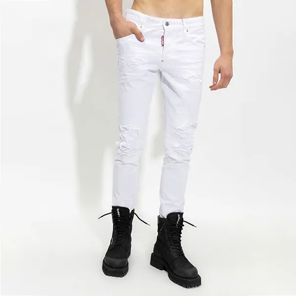 Quần Jean Nam Dsquared S74LB1278 STN833 White Skater Denim Màu Trắng Size 48 - Thời trang - Vua Hàng Hiệu