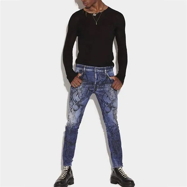 Quần Jean Nam Dsquared2 Skater Pants S71LB1058 S30664470 Màu Xanh Họa Tiết Size 46 - Thời trang - Vua Hàng Hiệu