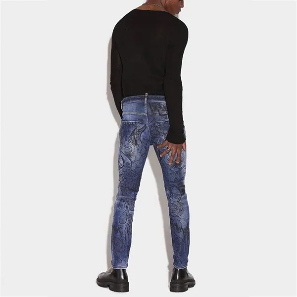Quần Jean Nam Dsquared2 Skater Pants S71LB1058 S30664470 Màu Xanh Họa Tiết Size 46 - Thời trang - Vua Hàng Hiệu