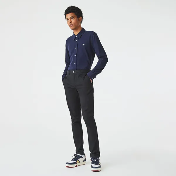 Quần Kaki Nam Lacoste Classic Slim Fit Stretch Cotton Trousers HH2661 031 Màu Đen Size 38