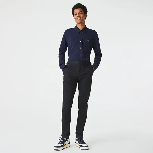Quần Kaki Nam Lacoste Classic Slim Fit Stretch Cotton Trousers HH2661 031 Màu Đen Size 38