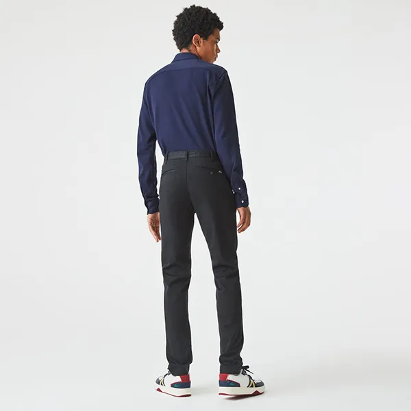 Quần Kaki Nam Lacoste Classic Slim Fit Stretch Cotton Trousers HH2661 031 Màu Đen Size 38