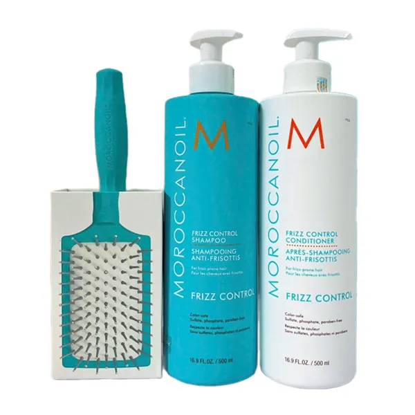 Set Dầu Gội Xả Moroccanoil Frizz Control (2x500ml) Tặng Kèm Lược