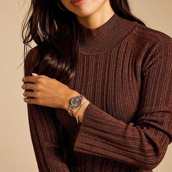 Set Đồng Hồ + Vòng Đeo Tay Nữ Fossil Carlie Ladies Watches ES5378SET Màu Vàng Hồng - Đồng hồ - Vua Hàng Hiệu