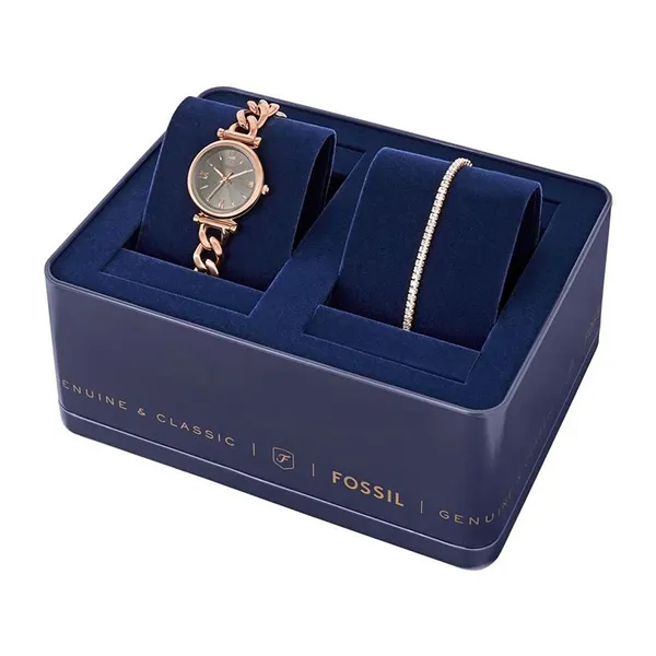 Set Đồng Hồ + Vòng Đeo Tay Nữ Fossil Carlie Ladies Watches ES5378SET Màu Vàng Hồng - Đồng hồ - Vua Hàng Hiệu