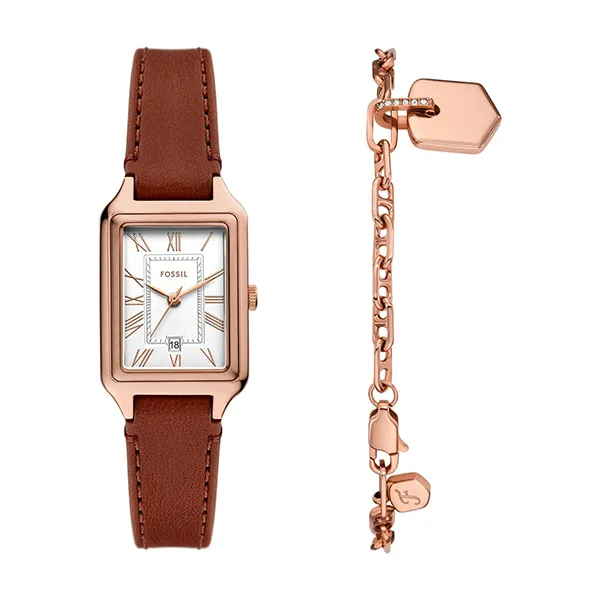 Set Đồng Hồ + Vòng Đeo Tay Nữ Fossil Raquel Ladies Watches ES5377SET Màu Nâu Phối Vàng Hồng