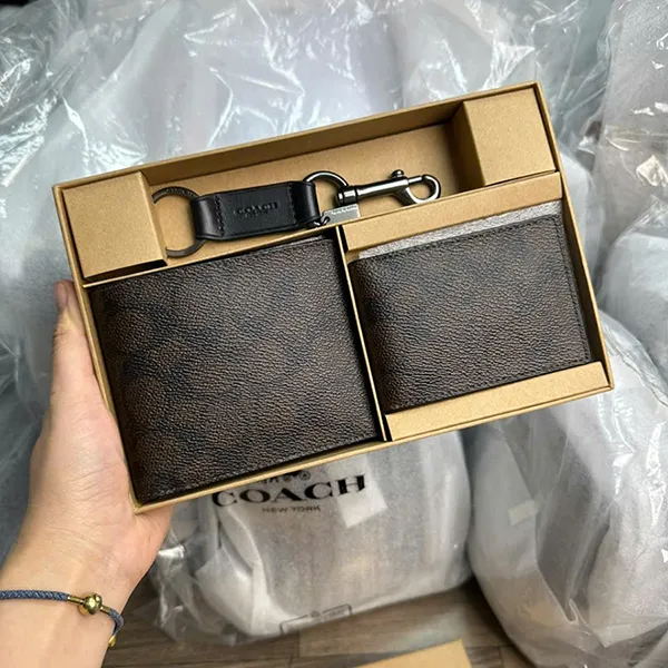 Set Ví Nam Coach Men Wallet Màu Nâu