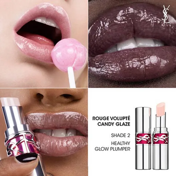 Son Dưỡng YSL Rouge Volupte Glaze Candy Double Care Balm 2 Healthy Glow Plumper Màu Hồng Nude - Son Môi - Vua Hàng Hiệu