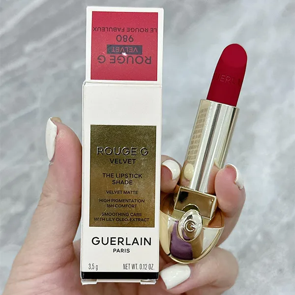 Son Guerlain Rouge G Velvet The Lipstick Shade 980 Le Rouge Fabuleux Màu Đỏ Thẫm