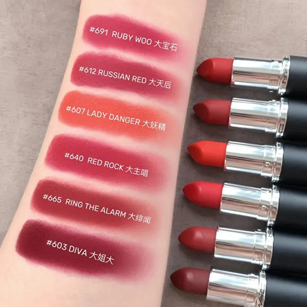 Son MAC Ximal Silky Matte 691 Ruby Woo Màu Đỏ Ruby