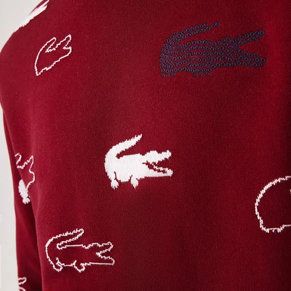 Áo Len Nam Lacoste Made In France Crew Neck Organic AH2693 MUD Classic Màu Đỏ Size L