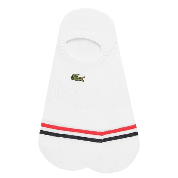 Tất Nam Lacoste Men's Color Block Socks RA677E-53GR Màu Trắng Kẻ Đỏ