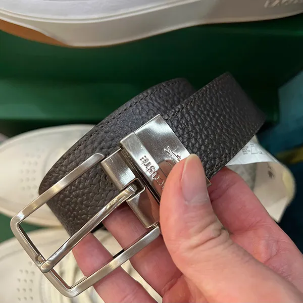 Thắt Lưng Nam Lacoste Engraved Buckle Grained Leather Belt RC4021 028 Màu Nâu Size 110