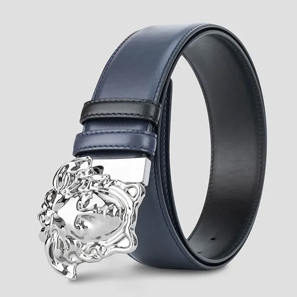 Thắt Lưng Nam Versace Leather Logo Medusa Belt 1A02150 2UC4E Màu Xanh Navy Size 85
