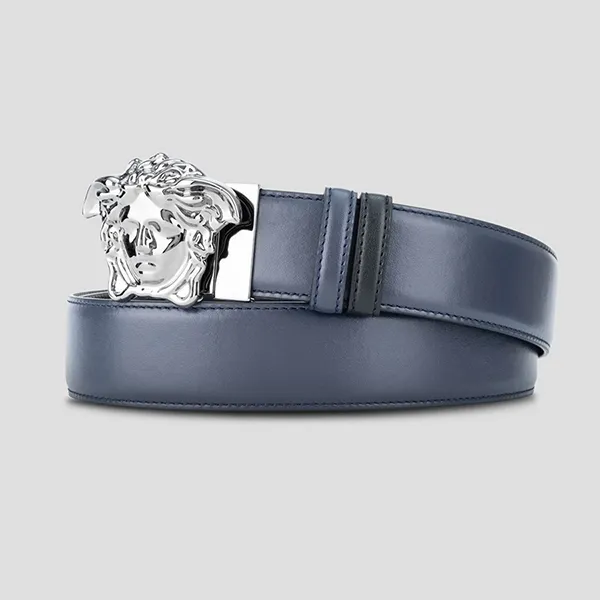 Thắt Lưng Nam Versace Leather Logo Medusa Belt 1A02150 2UC4E Màu Xanh Navy Size 85