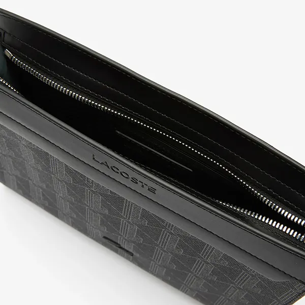 Túi Cầm Tay Nam Lacoste The Blend Zippered Monogram Canvas Clutch NH3718LX H45 Màu Đen - Túi xách - Vua Hàng Hiệu