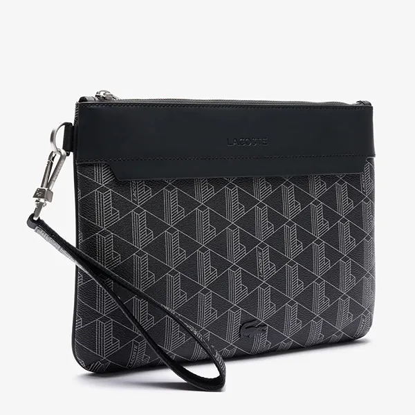 Túi Cầm Tay Unisex Lacoste The Blend Pouch Wallets & Small Leather Goods NU4669LX Black Màu Xám Đen