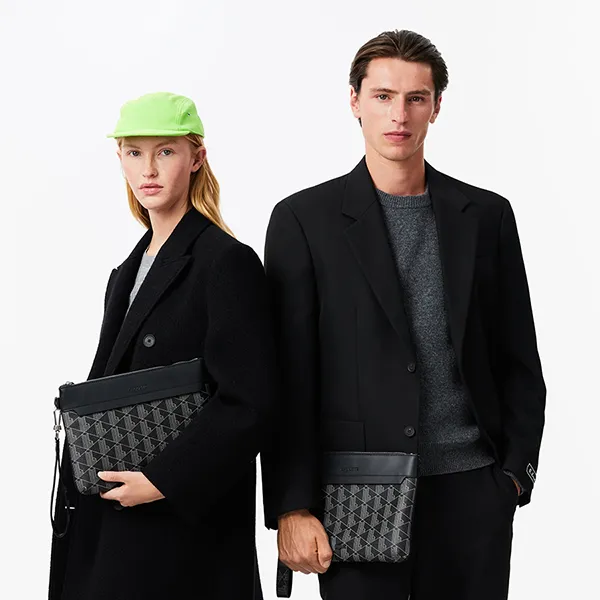 Túi Cầm Tay Unisex Lacoste The Blend Pouch Wallets & Small Leather Goods NU4669LX Black Màu Xám Đen