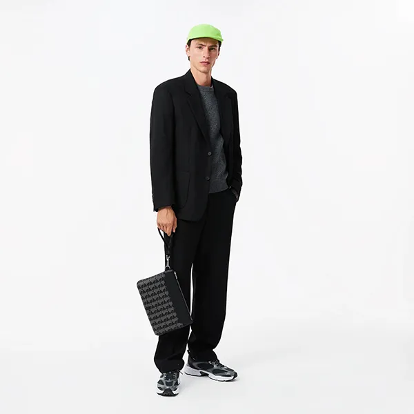 Túi Cầm Tay Unisex Lacoste The Blend Pouch Wallets & Small Leather Goods NU4669LX Black Màu Xám Đen