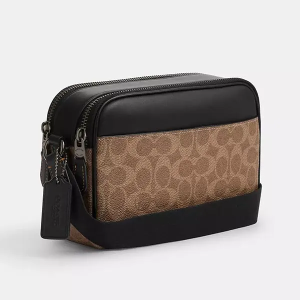 Túi Đeo Chéo Nam Coach Graham Crossbody Bag In Signature Canvas CV921 Màu Nâu