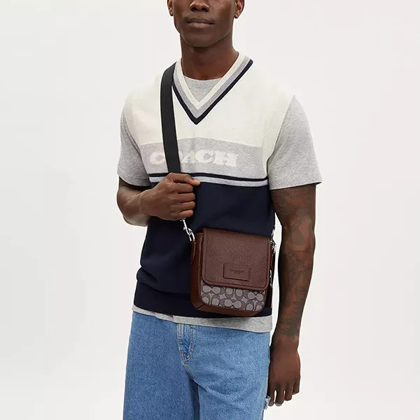 Túi Đeo Chéo Nam Coach Lucas Crossbody In Signature Jacquard CO915 SVS8S Màu Nâu - Túi xách - Vua Hàng Hiệu