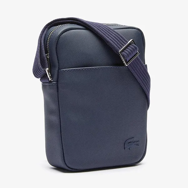 Túi Đeo Chéo Nam Lacoste Classic Petit Piqué Vertical Zip Bag NH2340HC 021 Màu Xanh Navy - Túi xách - Vua Hàng Hiệu