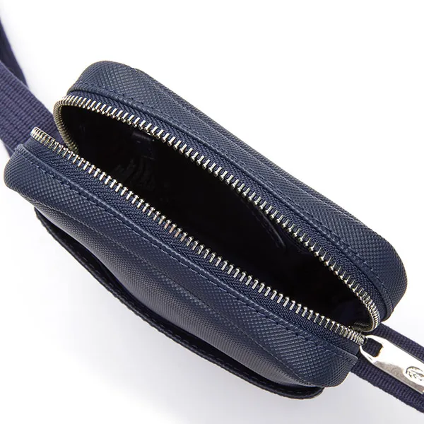 Túi Đeo Chéo Nam Lacoste Classic Petit Piqué Vertical Zip Bag NH2340HC 021 Màu Xanh Navy - Túi xách - Vua Hàng Hiệu