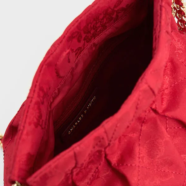 Túi Đeo Chéo Nữ Charles & Keith CNK Duo Jacquard Chain-Handle Two-Way Backpack Crimson Red CK2-60782562 Màu Đỏ - Túi xách - Vua Hàng Hiệu