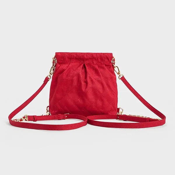 Túi Đeo Chéo Nữ Charles & Keith CNK Duo Jacquard Chain-Handle Two-Way Backpack Crimson Red CK2-60782562 Màu Đỏ - Túi xách - Vua Hàng Hiệu