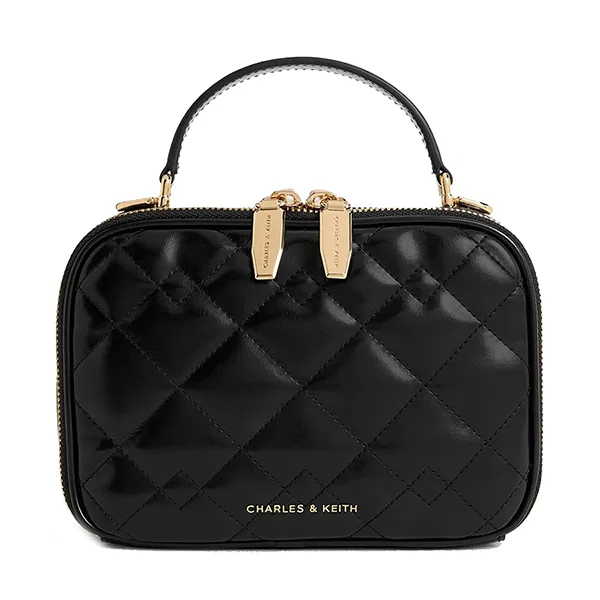 Túi Đeo Chéo Nữ Charles & Keith CNK Duo Quilted Vanity Bag Black CK2-80671707 Màu Đen