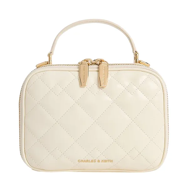 Túi Đeo Chéo Nữ Charles & Keith CNK Duo Quilted Vanity Bag Cream CK2-80671707 Màu Kem