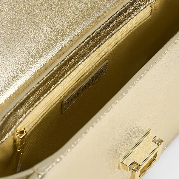 Túi Đeo Chéo Nữ Charles & Keith CNK Everline Glittered Braided-Strap Shoulder Bag - Gold 20840579-1 Màu Vàng