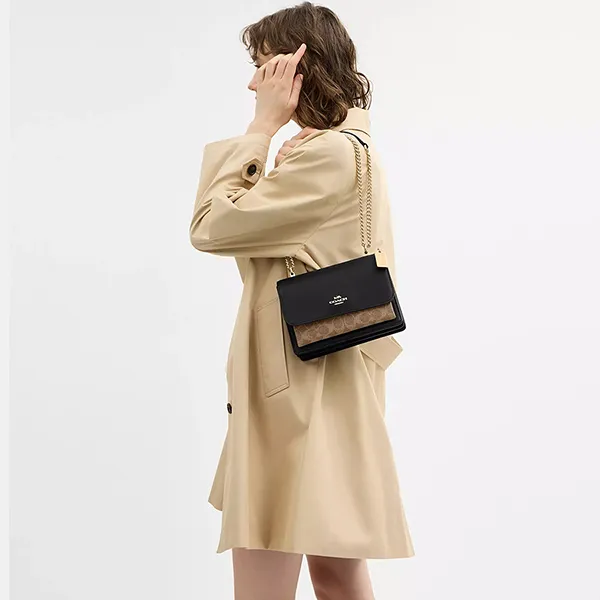 Túi Đeo Chéo Nữ Coach Klare Crossbody Bag In Signature Canvas CV978 Màu Đen/Nâu