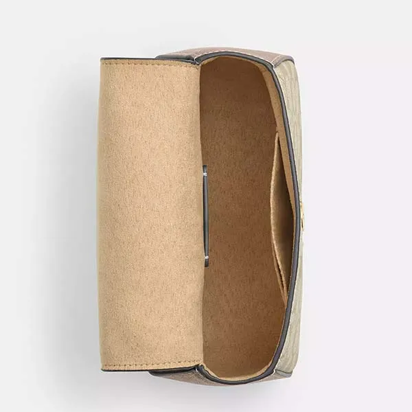 Túi Đeo Chéo Nữ Coach Lysa Top Handle Bag In Signature Canvas CX576 Màu Be Xám