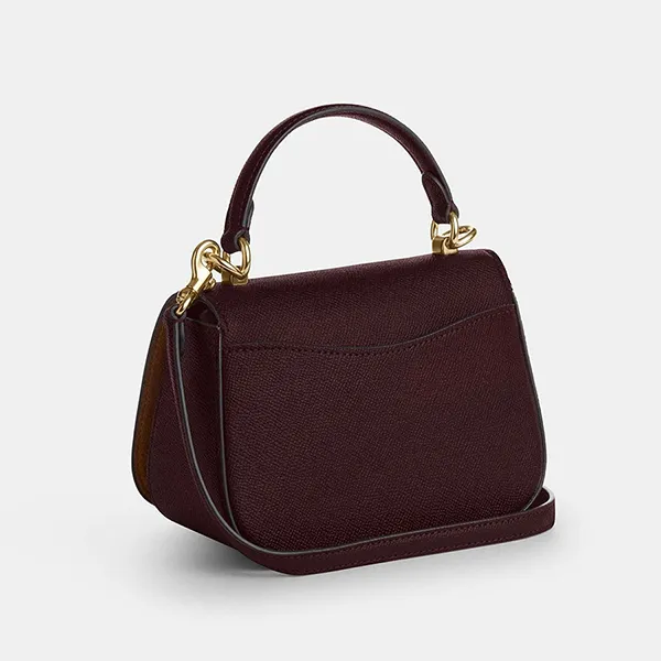 Túi Đeo Chéo Nữ Coach Lysa Top Handle Bag In Signature Im/Merlot CX575 Màu Đỏ Mận