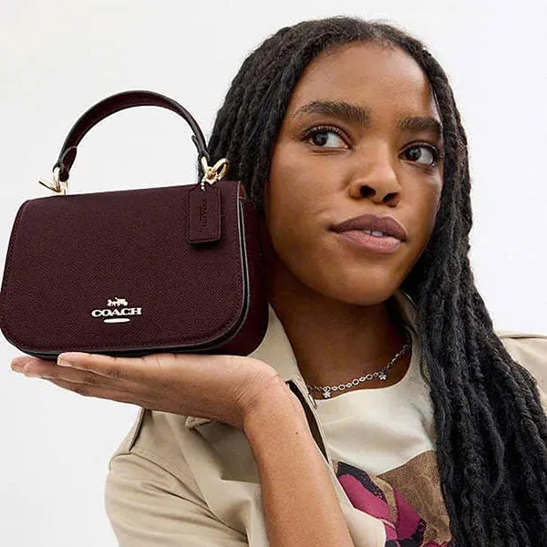 Túi Đeo Chéo Nữ Coach Lysa Top Handle Bag In Signature Im/Merlot CX575 Màu Đỏ Mận