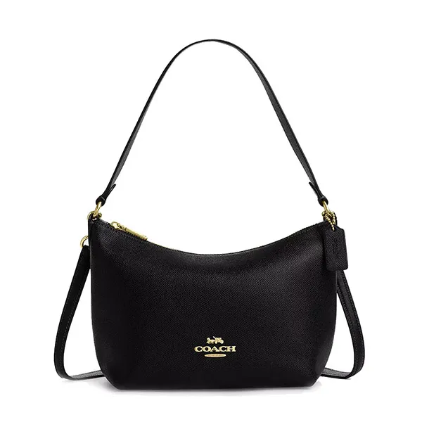 Túi Đeo Chéo Nữ Coach Zip Top Shoulder Bag In Signature Canvas CW390 Màu Đen