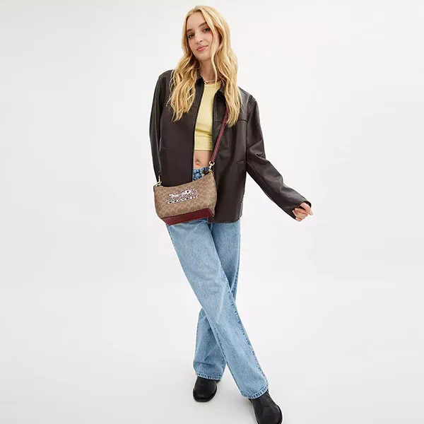 Túi Đeo Chéo Nữ Coach Zip Top Shoulder Bag In Signature Canvas With Horse And Carriage Print CX588 Màu Be - Túi xách - Vua Hàng Hiệu