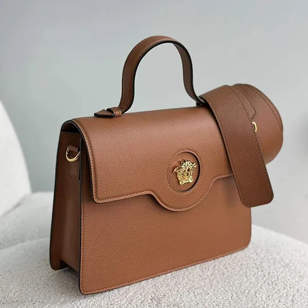 Túi Đeo Chéo Nữ Versace La Medusa Top Handbag Màu Nâu