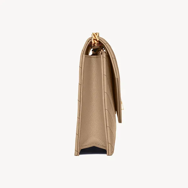 Túi Đeo Chéo Nữ Yves Saint Laurent YSL Cassandre Envelope Chain In Grain De Poudre Leather Dark Beige Màu Be Đậm