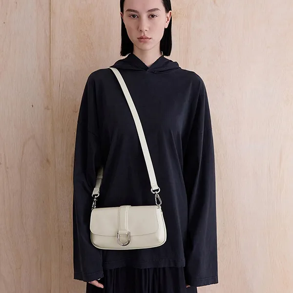 Túi Đeo Vai Nữ Charles & Keith CNK Gabine Leather Elongated Shoulder Bag - White SL2-20671686 Màu Trắng
