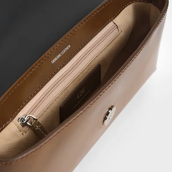 Túi Đeo Vai Nữ Charles & Keith CNK Gabine Leather Elongated Shoulder Bag - Brown SL2-20671686 Màu Nâu