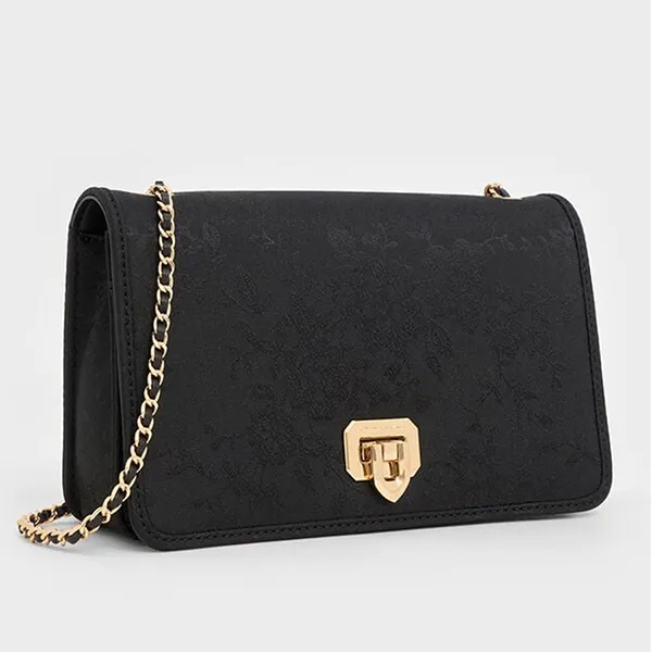 Túi Đeo Vai Nữ Charles & Keith CNK Jacquard Mini Shoulder Bag Black CK2-00681180 Màu Đen